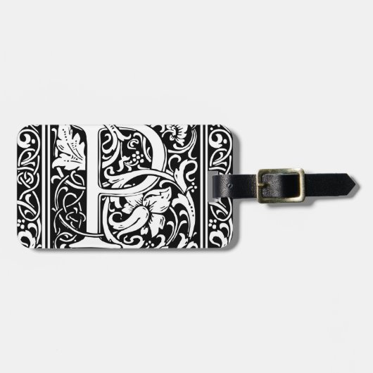 手紙P中世モノグラムアールヌーボー ラゲッジタグ (正面横)