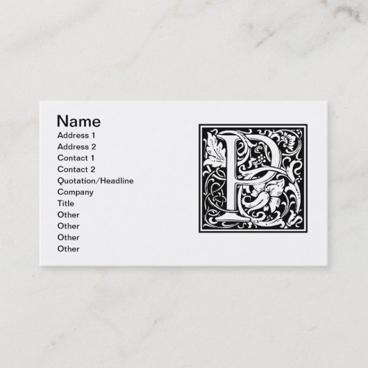 手紙P中世モノグラムアールヌーボー 名刺 (正面)