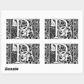 手紙P中世モノグラムアールヌーボー 長方形シール (シート)