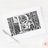 手紙P中世モノグラムアールヌーボー 長方形シール (封筒)