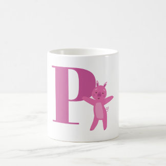 手紙P及びブタ コーヒーマグカップ