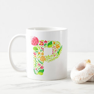 手紙P花コーヒーマグ コーヒーマグカップ