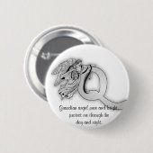 手紙qの天使のモノグラムのアルファベット 缶バッジ (正面&裏面)