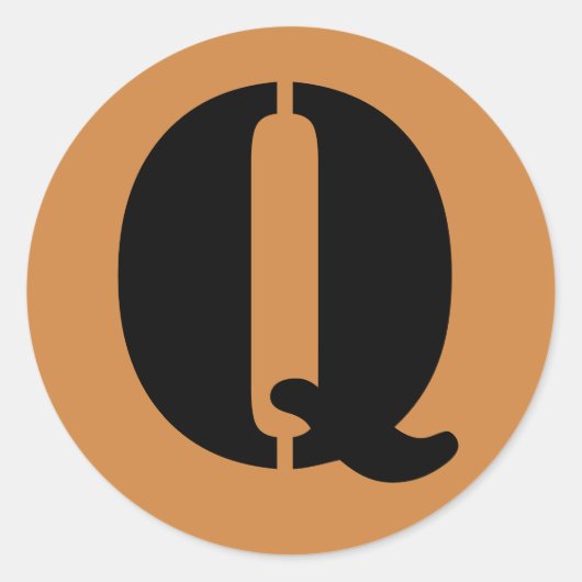 手紙Qステンシルアルファベットby Janz Peru金ゴールド ラウンドシール (正面)