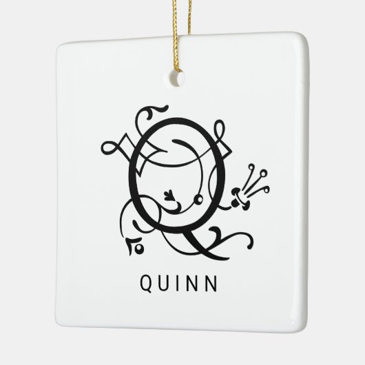 手紙Qモノグラムエレガントクリスマスオーナメント セラミックオーナメント (左)