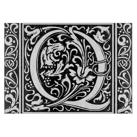 手紙Q中世モノグラムアールヌーボー カッティングボード (正面)