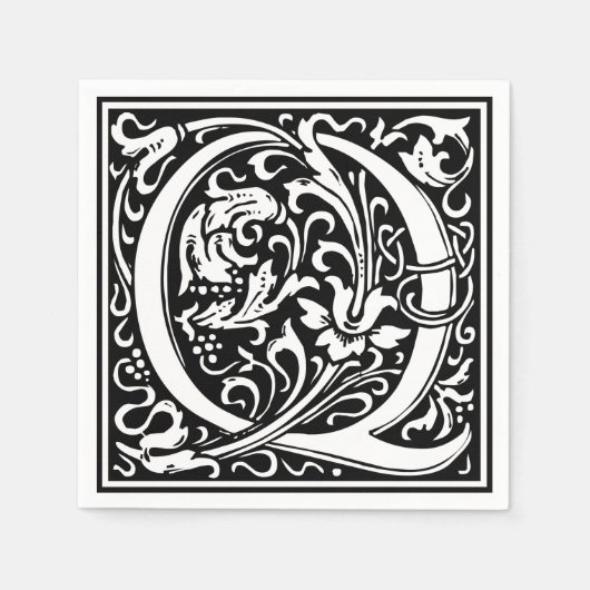 手紙Q中世モノグラムアールヌーボー スタンダードカクテルナプキン (正面)