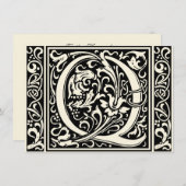 手紙Q中世モノグラムアールヌーボー 招待状 (正面/裏面)