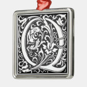 手紙Q中世モノグラムヴィンテージイニシャル メタルオーナメント (左)