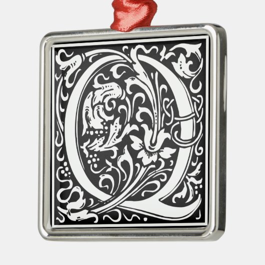 手紙Q中世モノグラムヴィンテージイニシャル メタルオーナメント (左)