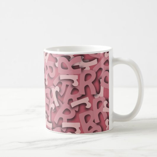 手紙Rのピンク コーヒーマグカップ (右)