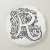 手紙Rモノドール絡みパターン丸い枕 ラウンドクッション (裏面)