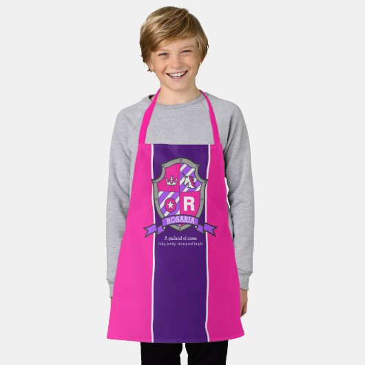 手紙Rロザリアの名前は武器のコートを意味するユニコーン エプロン (着用した状態)