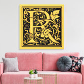 手紙R中世モノグラムアールヌーボー キャンバスプリント (インサイチュ (リビング))