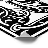 手紙R中世モノグラムアールヌーボー ポスター (角)