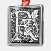 手紙R中世モノグラムアールヌーボー メタルオーナメント (左)