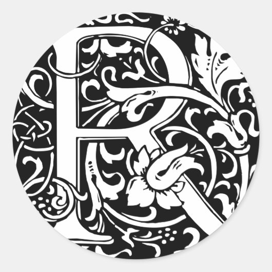 手紙R中世モノグラムアールヌーボー ラウンドシール (正面)