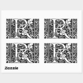 手紙R中世モノグラムアールヌーボー 長方形シール (シート)