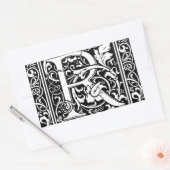 手紙R中世モノグラムアールヌーボー 長方形シール (封筒)