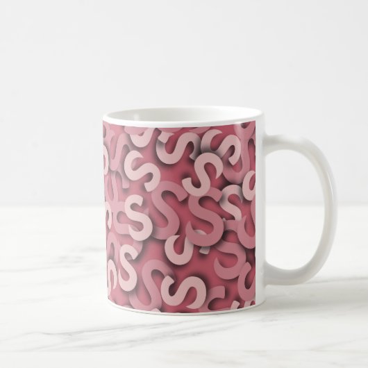 手紙Sのピンク コーヒーマグカップ (右)