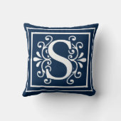 手紙Sのモノグラムの濃紺の白 クッション (裏面)