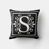 手紙Sのモノグラムの黒 クッション (裏面)