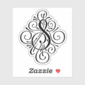 手紙Sイニシャルエレガントフローリッシュモノグラム シール (シート)