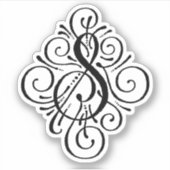 手紙Sイニシャルエレガントフローリッシュモノグラム シール (正面)