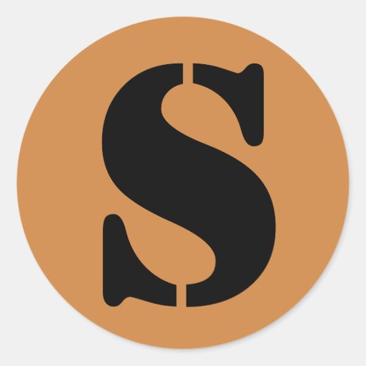 手紙Sステンシルアルファベットby Janz Peru金ゴールド ラウンドシール (正面)