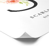 手紙Sモノグラムウォーターカラーピーチ花模様子供部屋 ポスター (角)