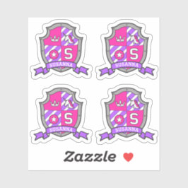 手紙Sモノグラム名前をカスタムするユニコーンシールド シール