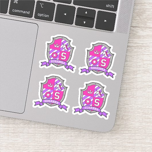 手紙Sモノグラム名前をカスタムするユニコーンシールド シール (詳細)