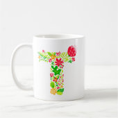 手紙Tの花コーヒーマグ コーヒーマグカップ (左)