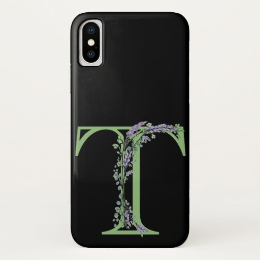 手紙Tモノグラムラベンダーユーカリ Case-Mate iPhoneケース (裏面)