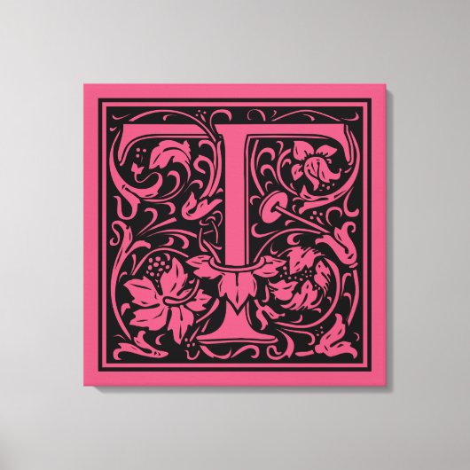 手紙T中世モノグラムアールヌーボー キャンバスプリント (正面)