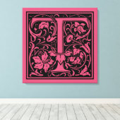 手紙T中世モノグラムアールヌーボー キャンバスプリント (インサイチュ (ウッドフロア))