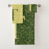 手紙T濃い緑と黄色のリバティバスタオル バスタオルセット (インサイチュ)