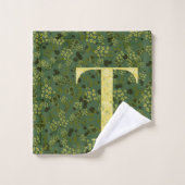 手紙T濃い緑と黄色のリバティバスタオル バスタオルセット (ウォッシュタオル)