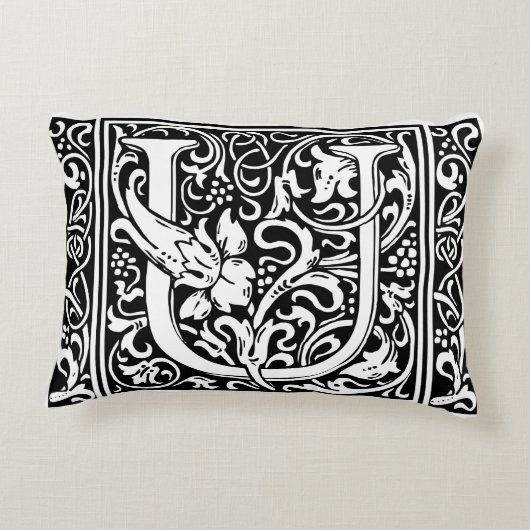 手紙U中世モノグラムアールヌーボー アクセントクッション (裏面)