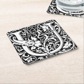 手紙U中世モノグラムアールヌーボー スクエアペーパーコースター (アングル)