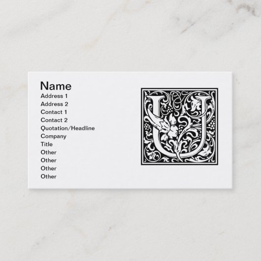 手紙U中世モノグラムアールヌーボー 名刺 (正面)
