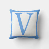 手紙Vの空色のボーダー クッション (裏面)