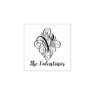 手紙Vイニシャルエレガントフローリッシュモノグラム名 ラバースタンプ