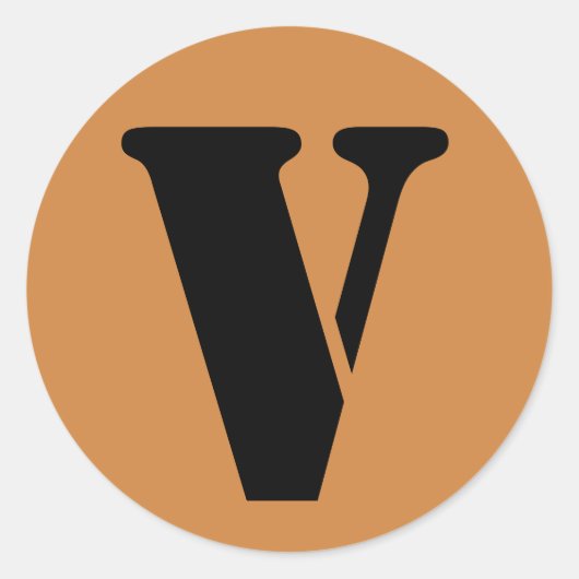 手紙Vステンシルアルファベットby Janz Peru金ゴールド ラウンドシール (正面)