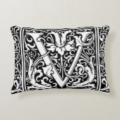 手紙V中世モノグラムアールヌーボー アクセントクッション (正面)