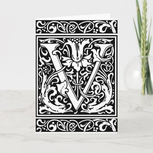 手紙V中世モノグラムアールヌーボー ノートカード (正面)