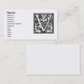 手紙V中世モノグラムアールヌーボー 名刺 (正面/裏面)