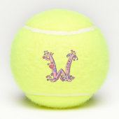 手紙Wモノグラム女の子のパーソナライズされたドードルアート テニスボール (裏面)