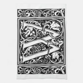 手紙W中世モノグラムアールヌーボー キッチンタオル (縦)