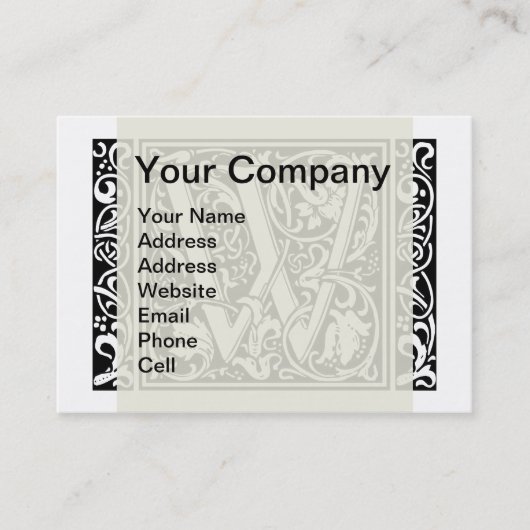 手紙W中世モノグラムアールヌーボー 名刺 (正面)